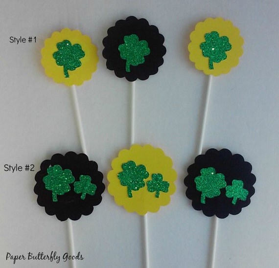 Items similar to Shamrock Cupcake Toppers, St. Patricks Day Cupcake Toppers, 4 leaf clover