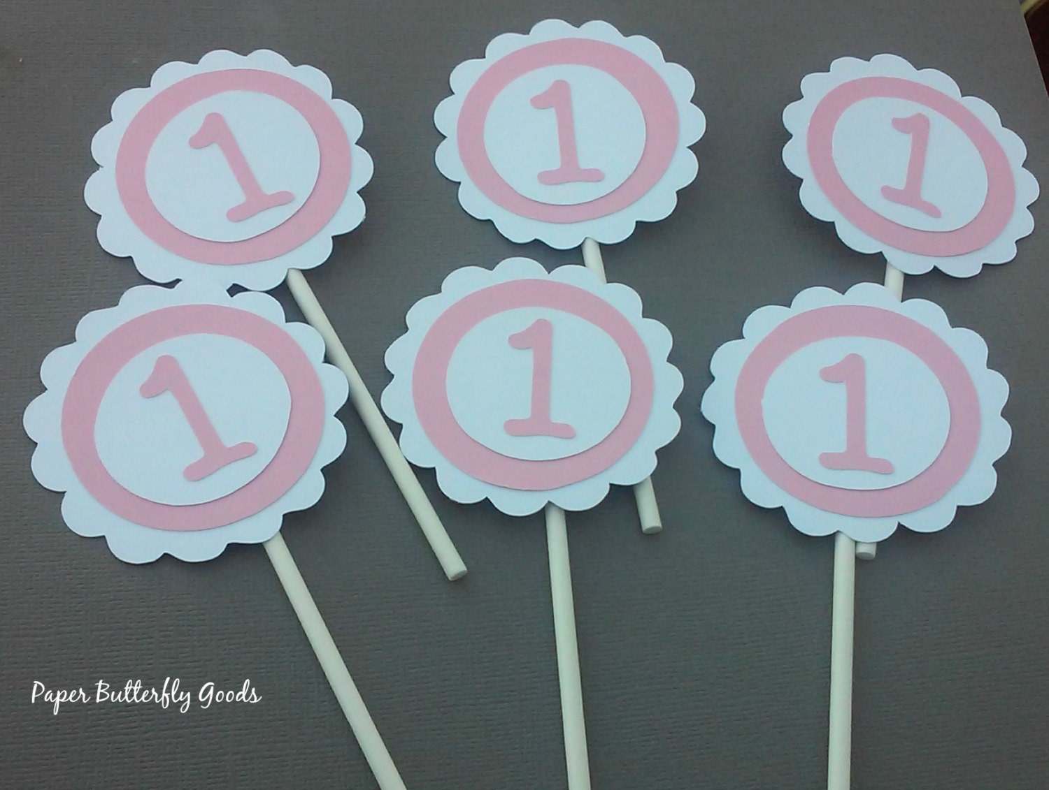 Number One cupcake toppers 1st birthday cupcake toppers Pink