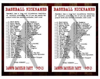 baseball nicknames matching game famous printable trivia players bachelor team games april party name digital font parties list word sports