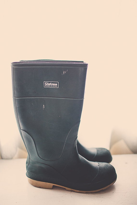 90's LaCrosse Rubber Boots Hunter Green Knee High Tall