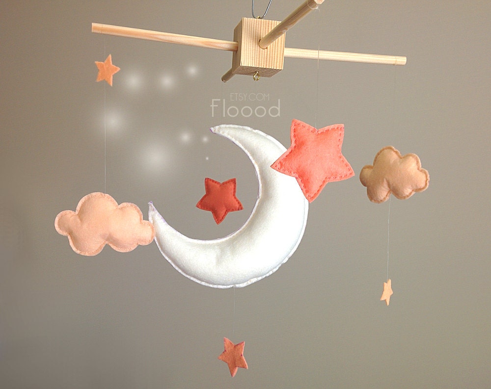 Baby Mobile Moon And Stars Cot/ Crib Mobile Modern by Floood