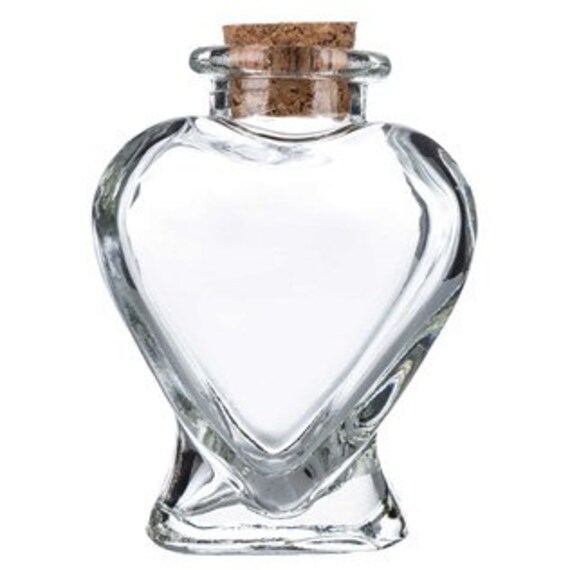 Items similar to 70mL Glass Heart Bottle with Cork Top CRAFTING