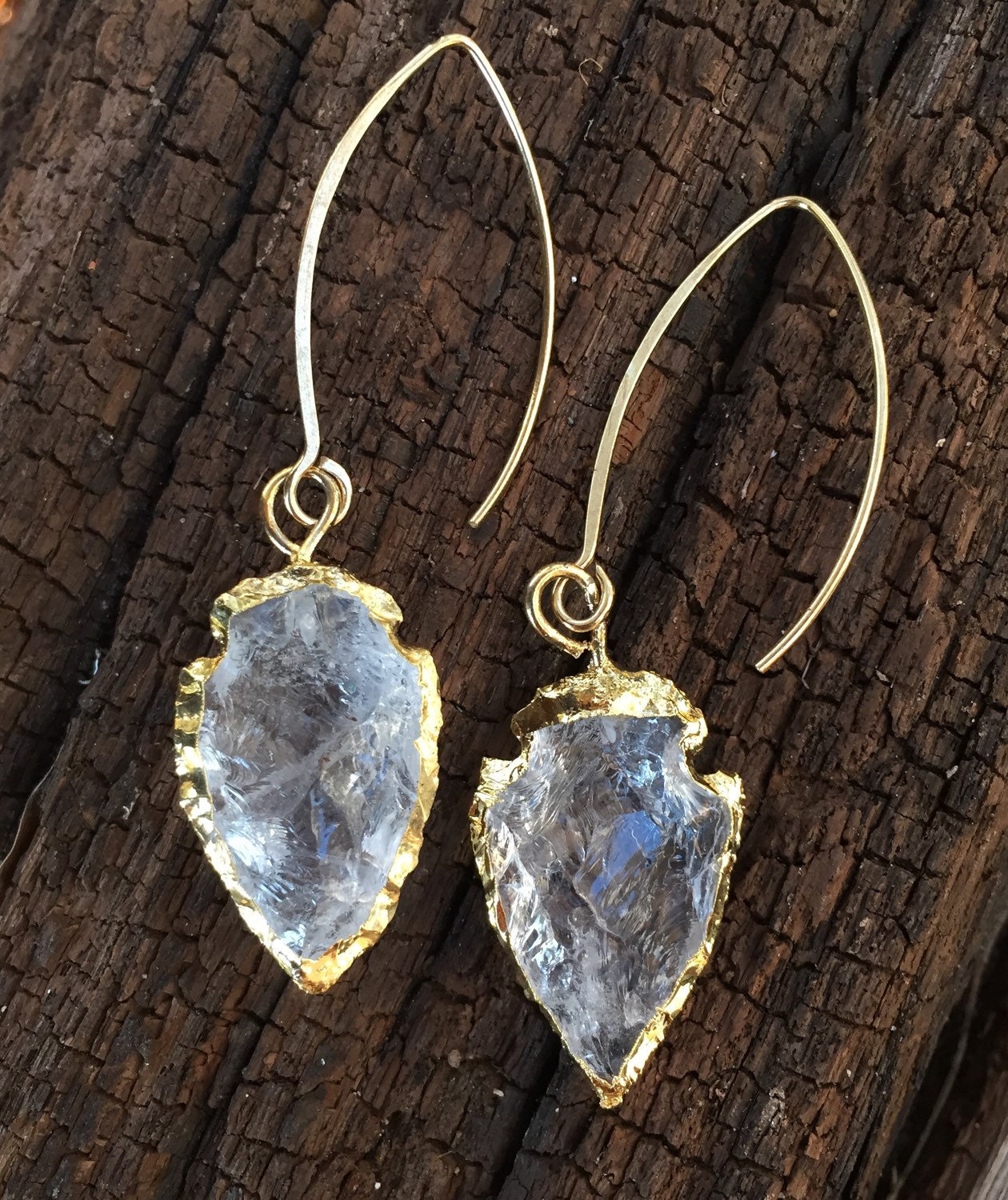 Arrowhead Drops in Crystal Quartz by on Etsy