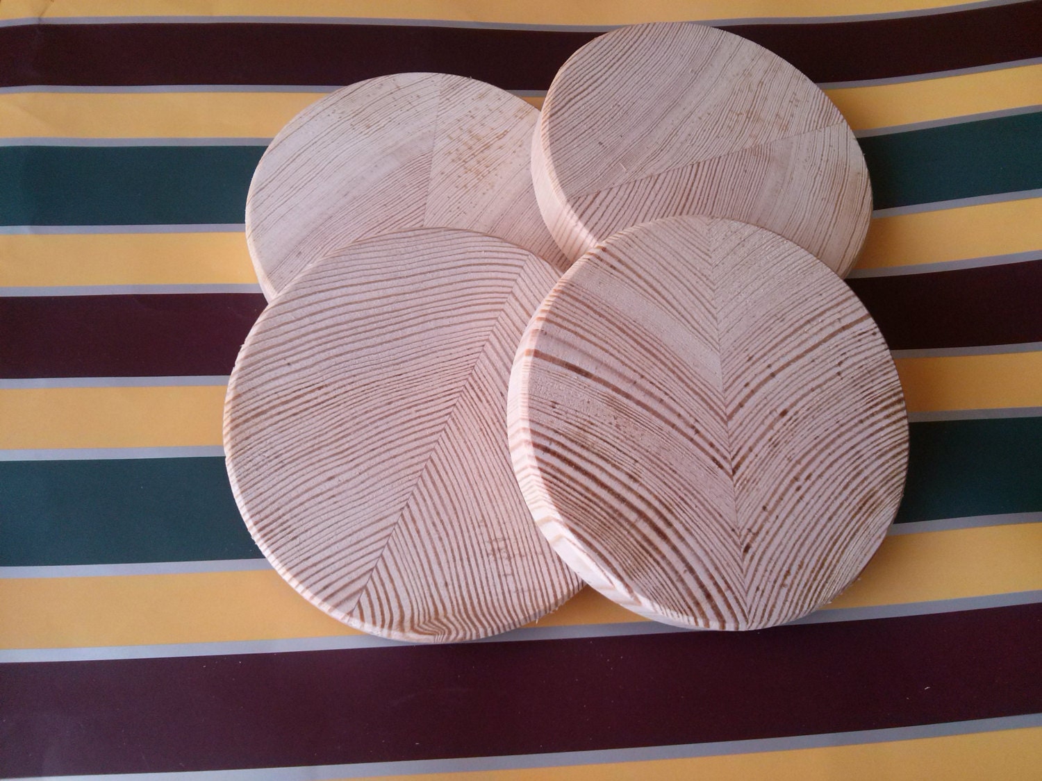 4 pcs wood circles Round wooden coasters BIG wooden coaster