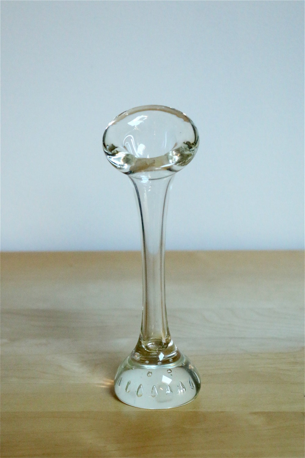 Vintage Murano Art Glass Bud Vase Clear Hand Blown Art Glass