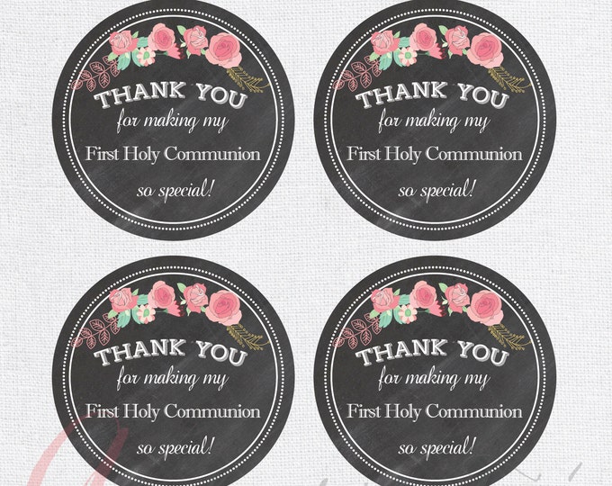 Thank You Favor Tags .First Communion tags. Chalkboard tags. Printable diy Thank You Tags. First Holy Communion tags. INSTANT DOWNLOAD