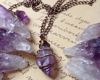 Amethyst Necklace - Raw Amethyst Necklace - Amethyst Jewelry - Healing Necklace - Crystal Necklace - Raw Crystal Necklace - Amethyst