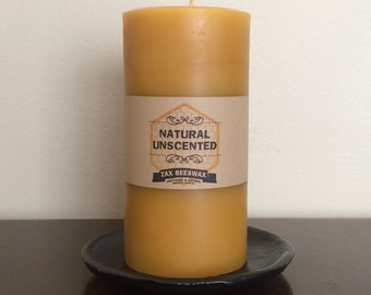 100% Pure & Natural Beeswax Pillar Candle | 3x6 Smooth