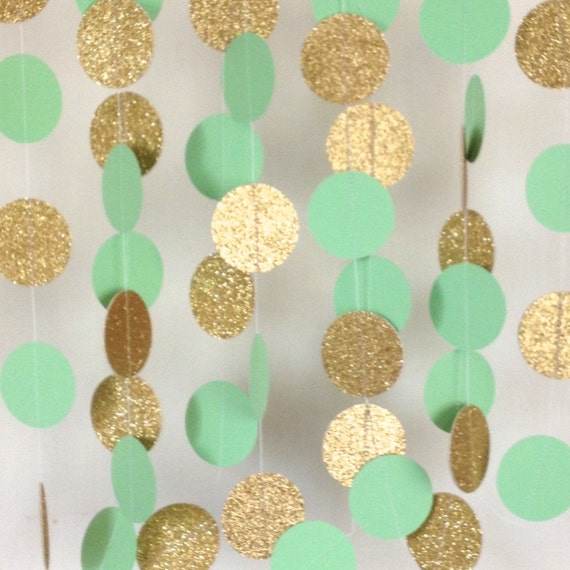 Mint Green and Gold Garland Paper Garland Mint by Flippdesign