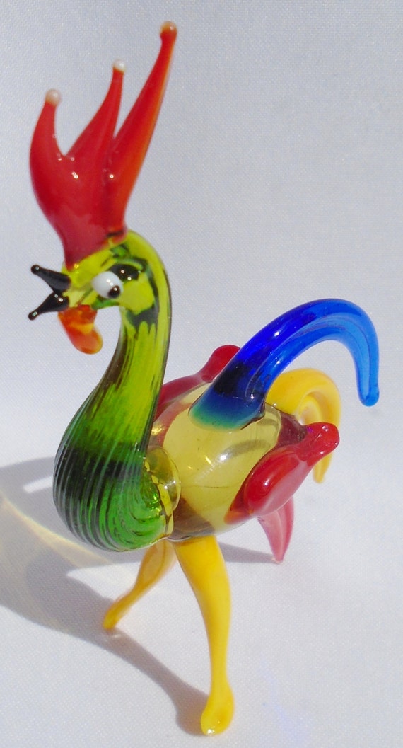 Handmade Art Glass Figurine Rooster by PorcelainFigurine ...