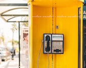 Greece Photography Canvas: Yellow Telephone Booth