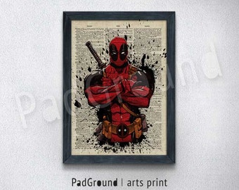 Deadpool Art Print, Avengers Poster, Marvel, Wall Decor, Burlap Print, Home Decor, Wall Decor, Gift, Natural Linen Print Art with Frame-SP82