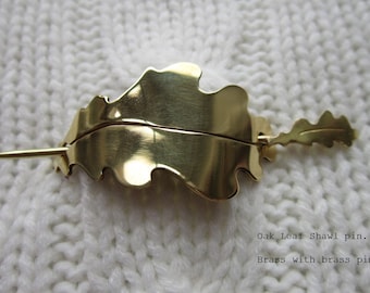 Handmade Shawl Pin / Hair barrette - Oak Leaf