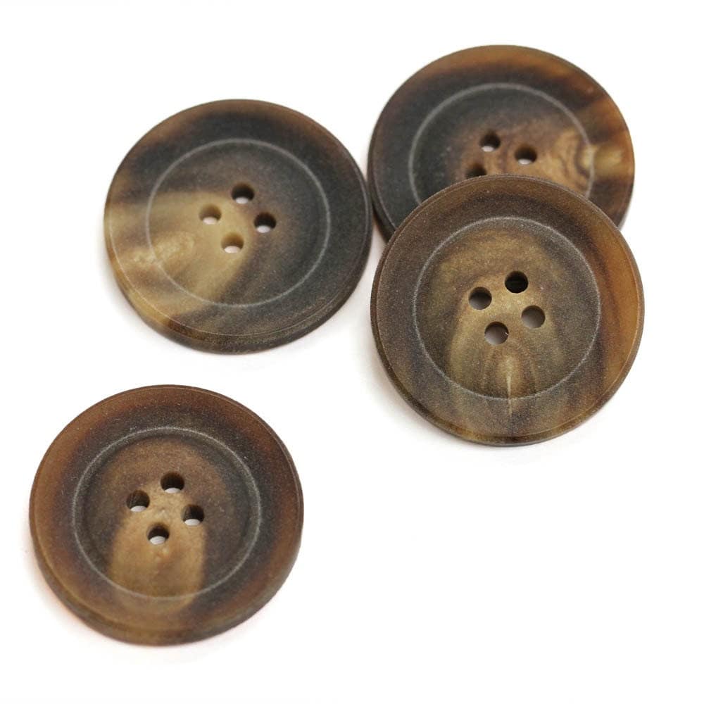 Set of 3 Refined Brown Buffalo Horn Overcoat Buttons Matte