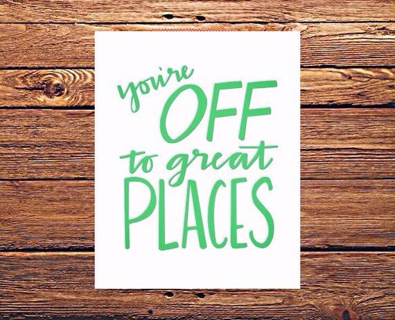 Youre off to great places mint lime green 8x10 by menamoona