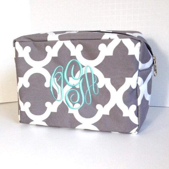 Items similar to Set of Seven Monogrammed Makeup Bags, Set of 7 Personalized Cosmetic Bags ...