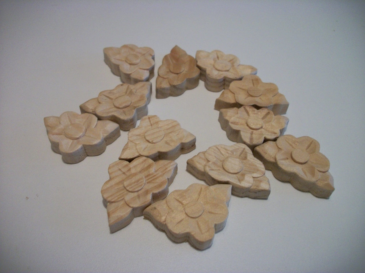Unfinished Wood Flowers 12 Carved Flowers with by leftoversetc