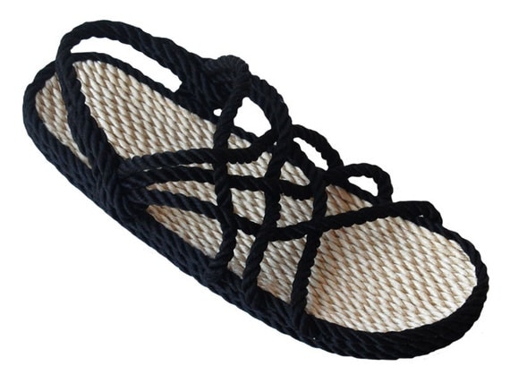 FREE SHIPWomen's Original Rope Sandal in Black  Beige by Ropals