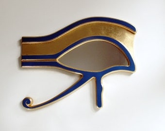 Decorative Wall Mirror, Reclaimed Mirror, Evil Eye Mirror, Wall Mirror, Egyptian Mirror, Blue Mirror, Eye of Horus, Gold Mirror, Blue Gold
