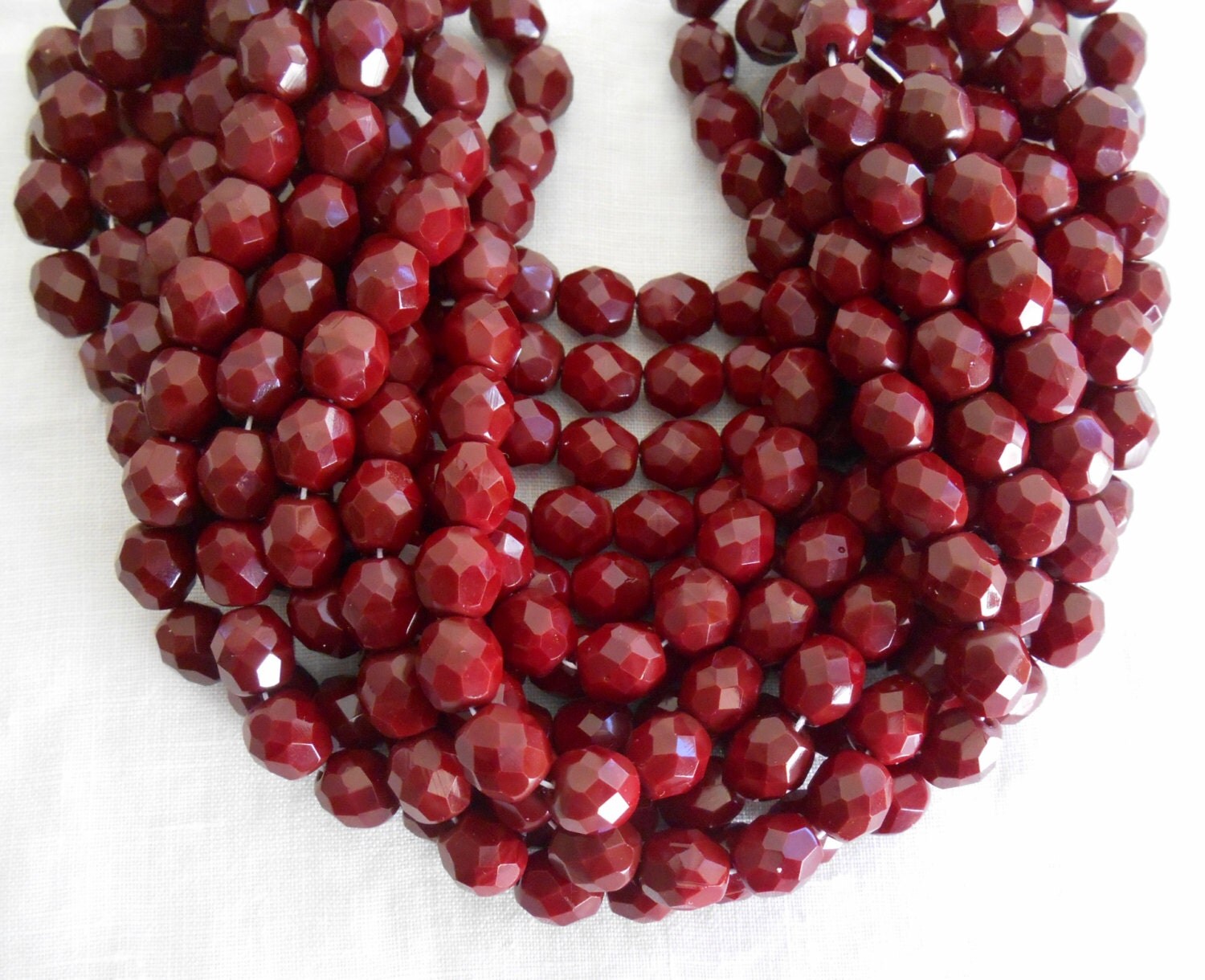 25 8mm Czech Opaque Blood Red beads deep red faceted round