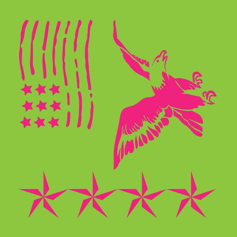 Patriotic symbols on 6x6 laser cut stencil by PearlDesignStudio