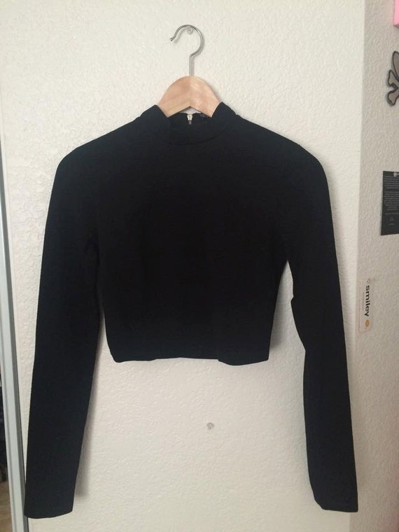 90s Black Cropped Turtleneck Forever 21 by shopdazy on Etsy