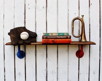 Reclaimed Wood Pipe Shelf, Reclaimed Wood Wall Shelf, Pipe Wall Shelf, Children's Wall Shelf, Kid's Room Shelf