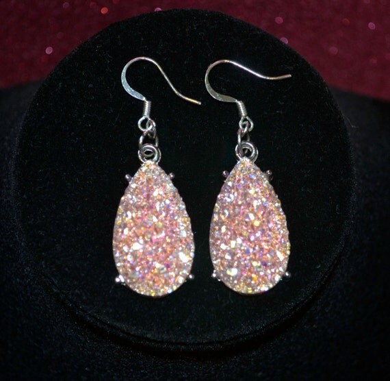 Pink Sparkle Earrings Bauble Earrings Prom by 2MeanGirlsBoutique