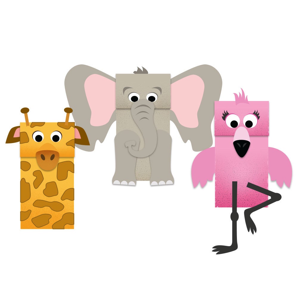 Zoo Animals Paper Bag Puppets Downloadable Kid's by PuppetPets