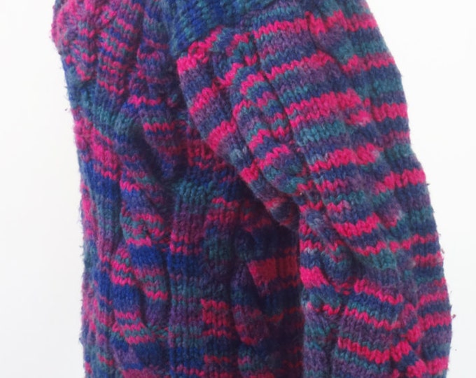 70s hand made space dyed fully fashioned 3D wool sweater