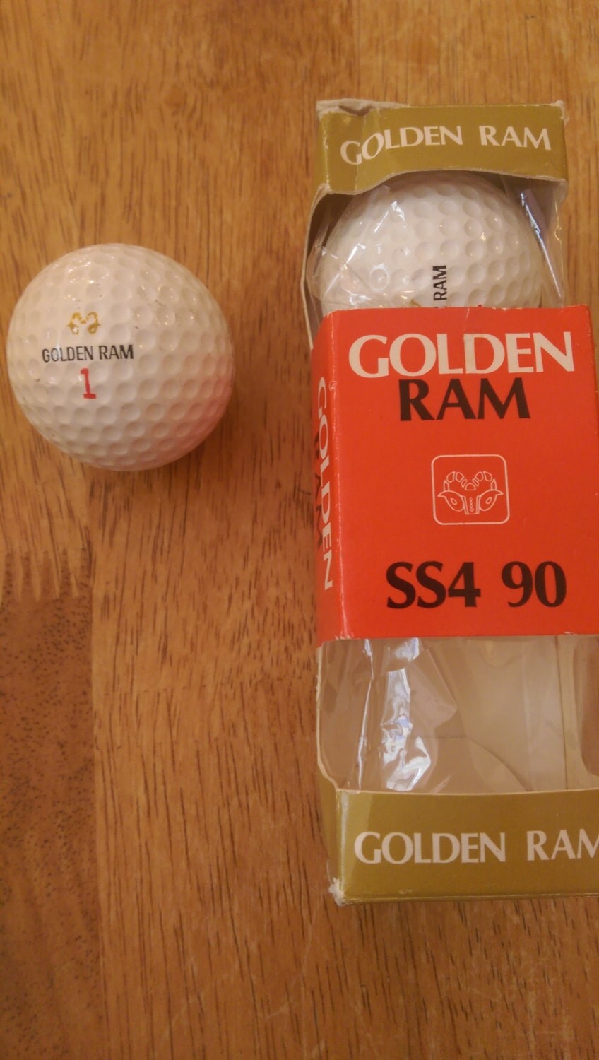 3 Vintage Golden Ram Golf Balls in Original SleeveLincoln