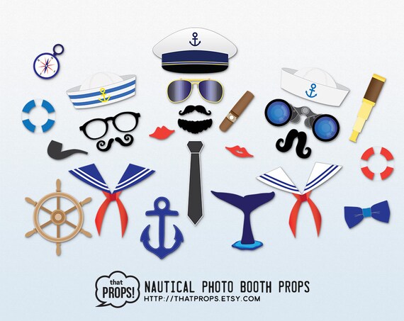 Nautical Photobooth Props Digital Instant Download by thatProps