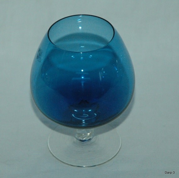 Vintage Blue Brandy Snifter Glass 6277B4 by darp3 on Etsy