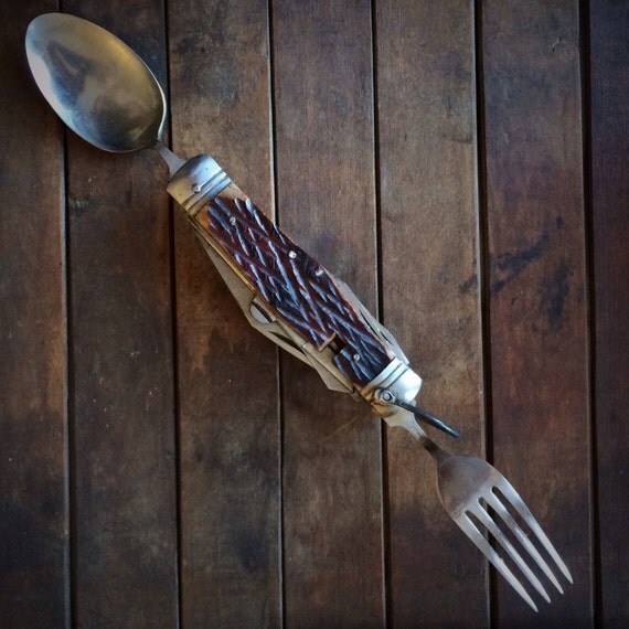 Vintage Multi Tool Camping Utensil Knife with by AdamsTradingCo