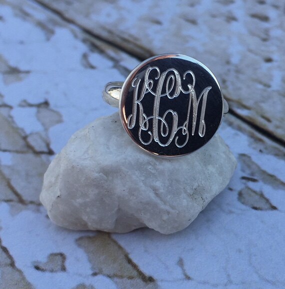 Sterling Silver Engraved Round Ring