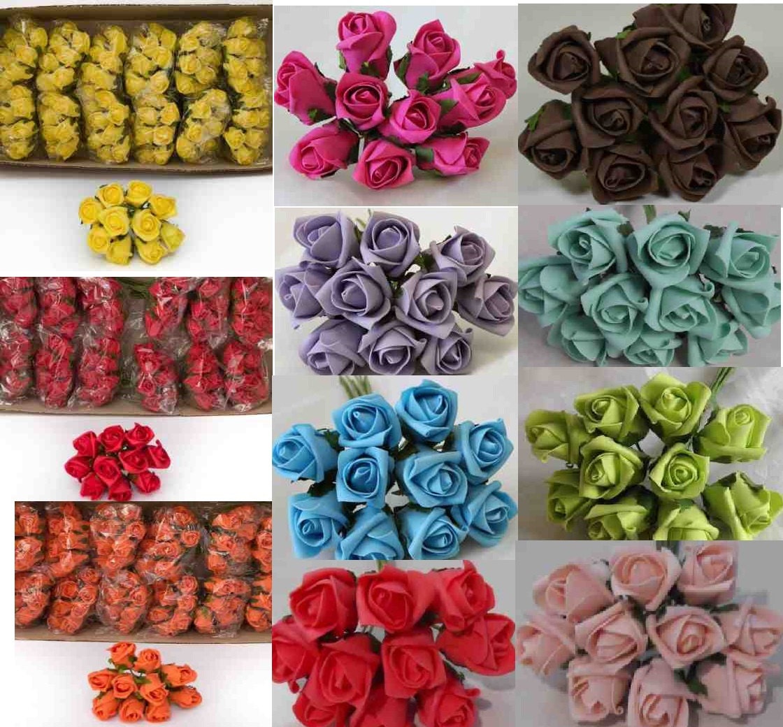 100 colourfast foam rose buds wholesale joblot rose buds