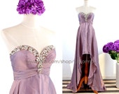 Strapless High Low Purple Prom Dresses, Sweetheart Chiffon Purple High Low Formal Dresses, Front Short Long Back Chiffon Prom Dress