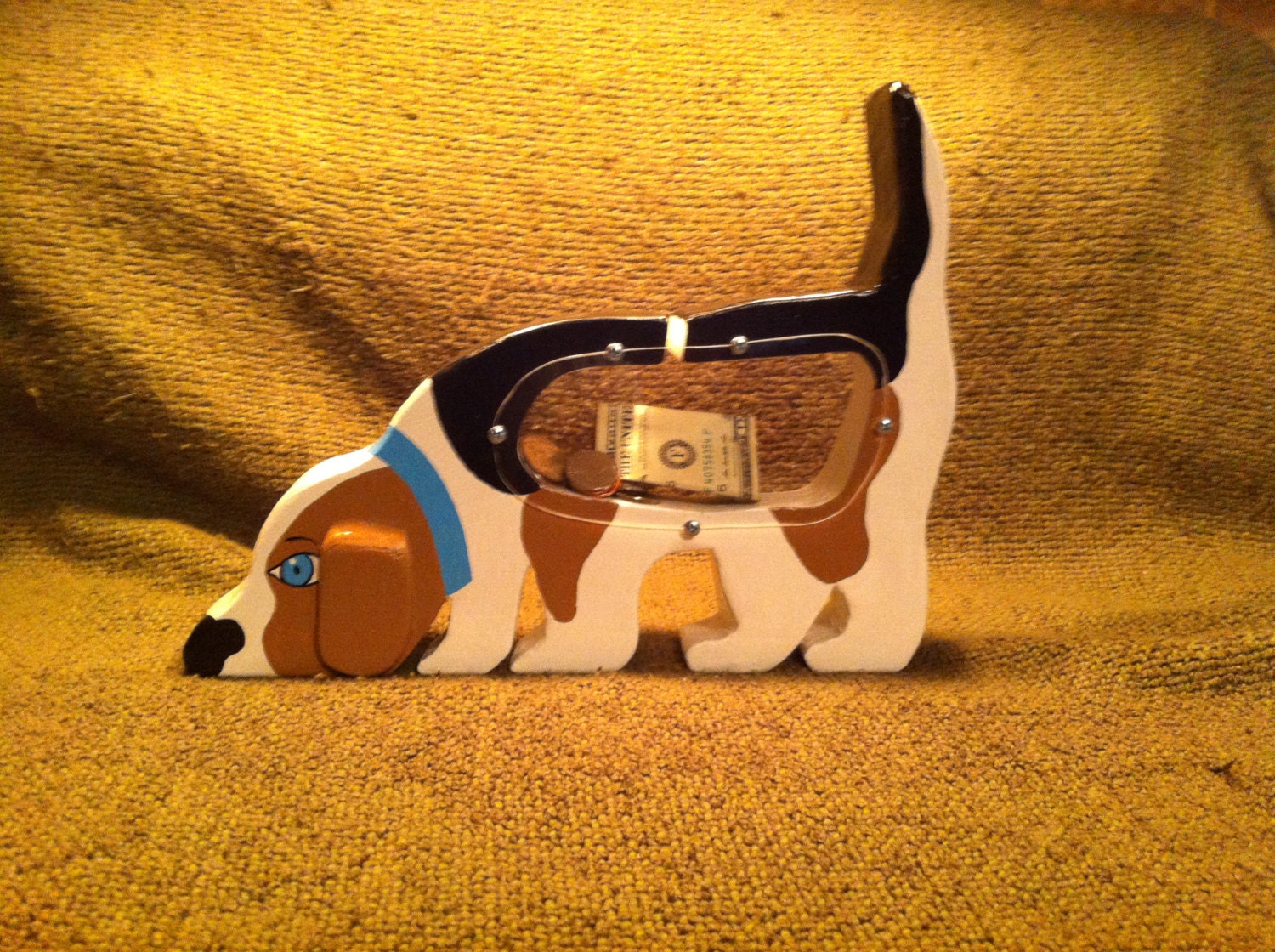 Creative Handmade Wooden Banks Dog