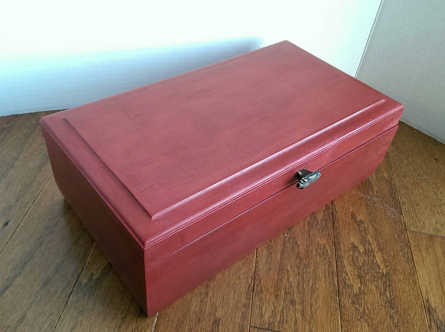 Red Vintage Dresser Top Storage Box Antique by MidnightWoodworks