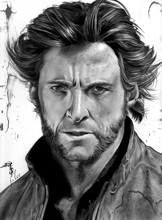 Hugh Jackman X-Men Wolverine Pencil Drawing Fine by JennaLeeArt