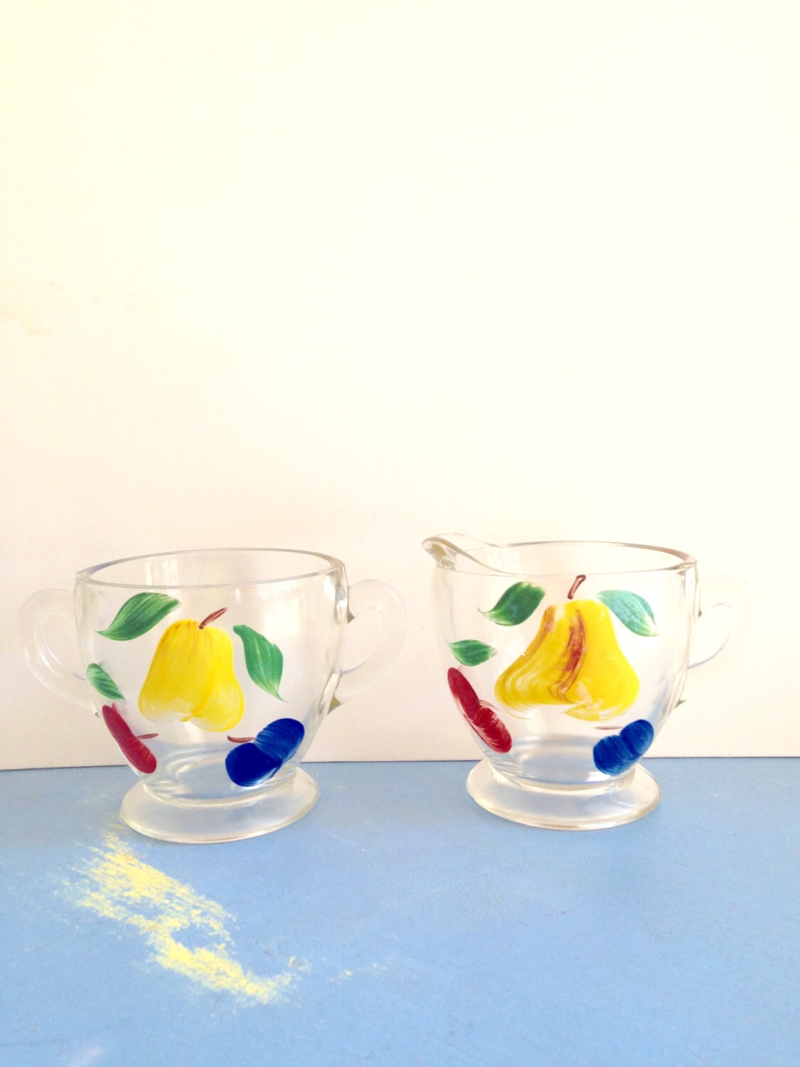 Vintage Hand Painted Cream and Sugar Bowl / Sugar and Cream Set / Hand