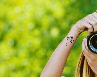 Simple Lotus Temporary Tattoo - SomaArtTattoo Temporary Tattoo - wrist quote tattoo body sticker fake tattoo wedding tattoo small tattoo