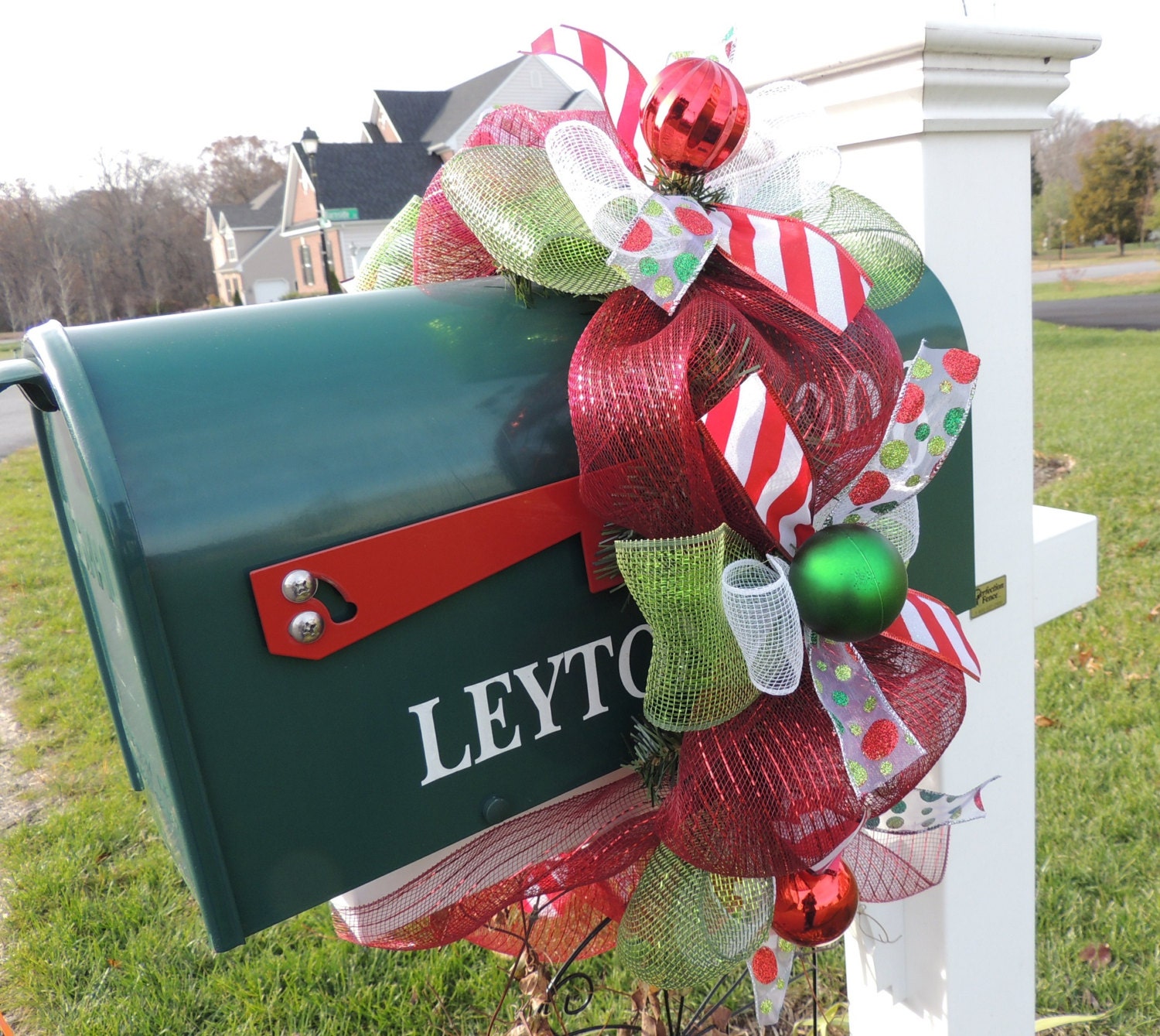 Christmas Deco Mesh Mailbox Swag Christmas garland mailbox