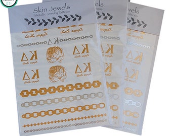 Kappa Delta Sorority Jewelry, Gold Metallic Tattoos, Sorority Gift Ideas,Temporary Tattoos, Metallic Sorority Symbols Kappa Delta