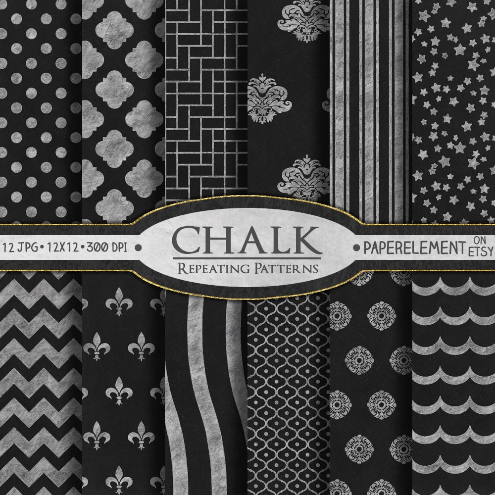 Chalk Digital Paper: Printable Blackboard Digital Paper with