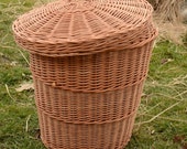 wicker laundry basket with flower and lid