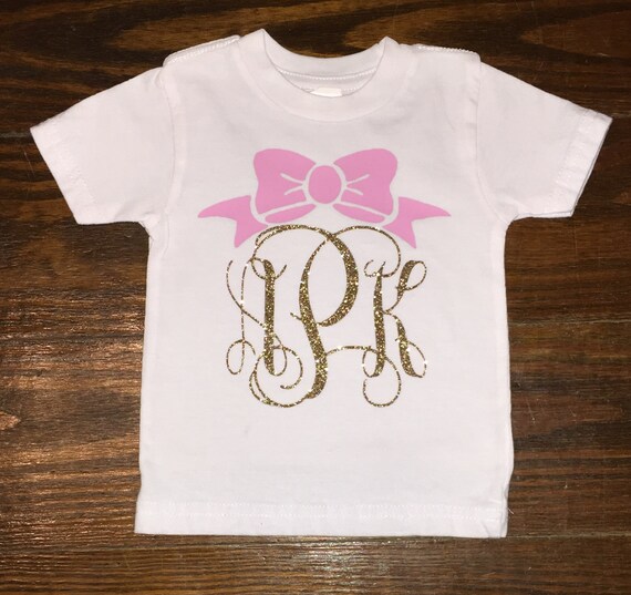 Items similar to Monogrammed Shirt with Bow, Personalized Baby Shirt ...