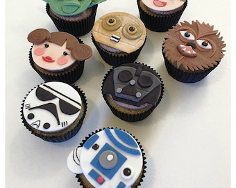 12 Star Wars Edible fondant Cupcake Toppers