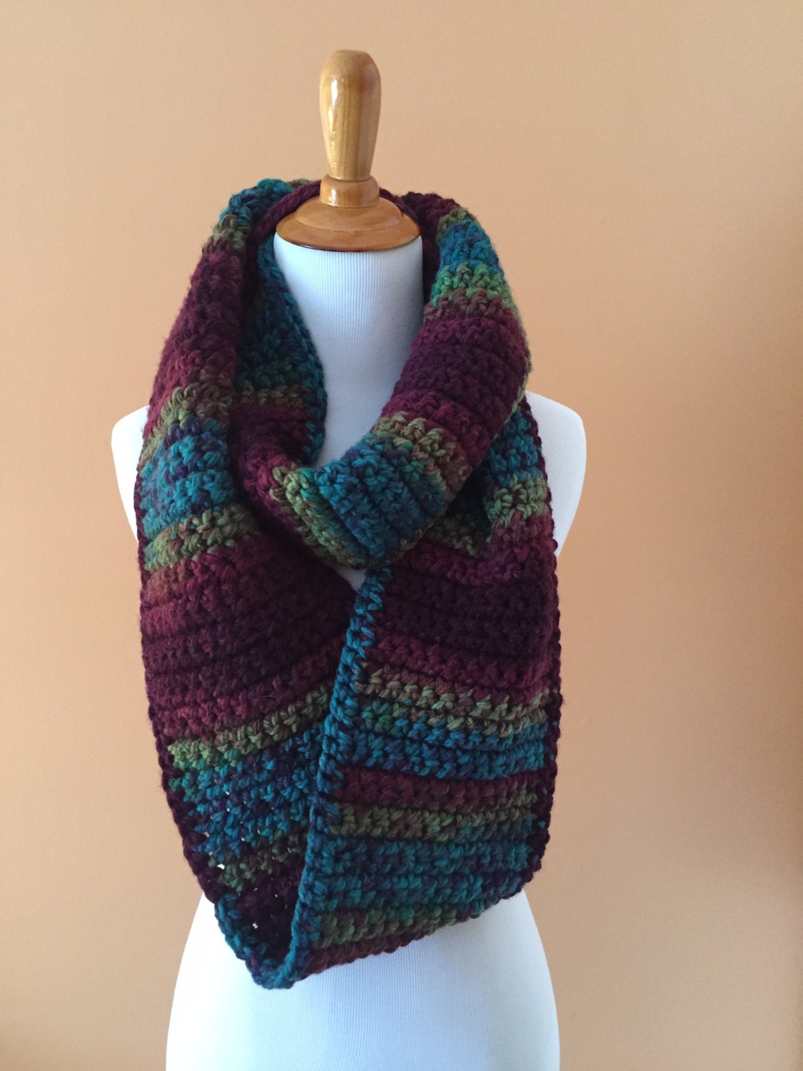 Multicolored Infinity Crochet Scarf