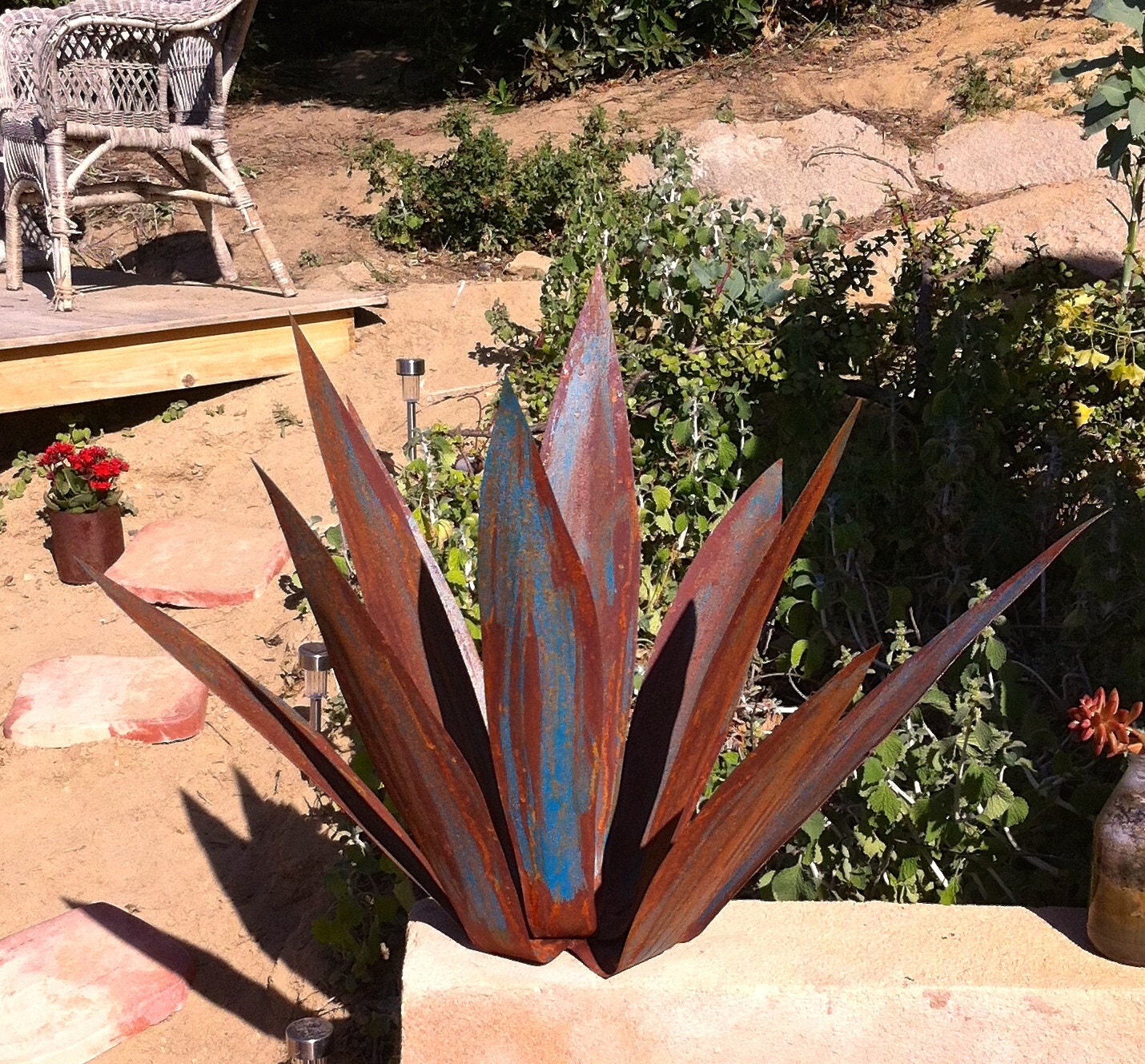 Rusty Blue Tequila Agave Metal Yard Art Metal Garden Rusty Blue Tequila Agave Metal Yard Art Metal Garden